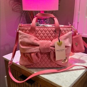Juicy Couture Pink Quilted Shoulder Bag with Bow